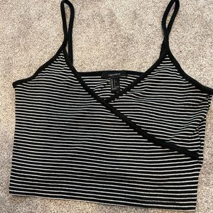 Forever 21 Striped Faux Wrap Crop Top